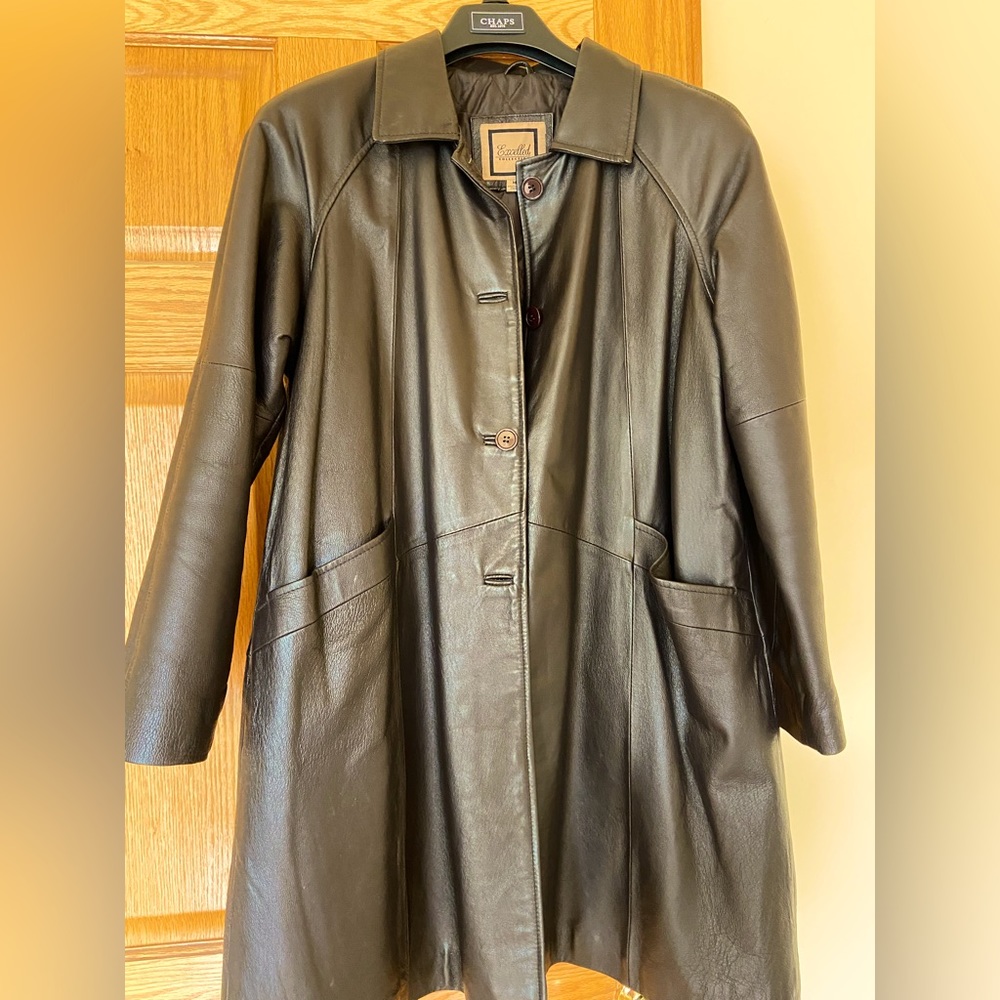 Genuine Leather long coat fits XL